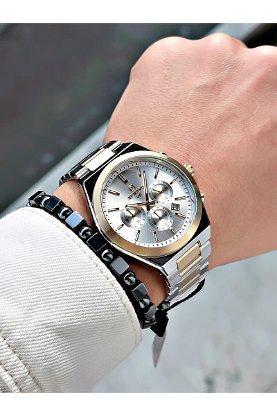 Reward Gold Silver Color Functions Active Steel Band Men Wristwatch + Bracelet