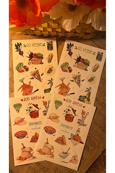 NONA Mutfak Temalı 4’lü Sticker Seti / Bullet Journal / Tarif Defteri Sticker