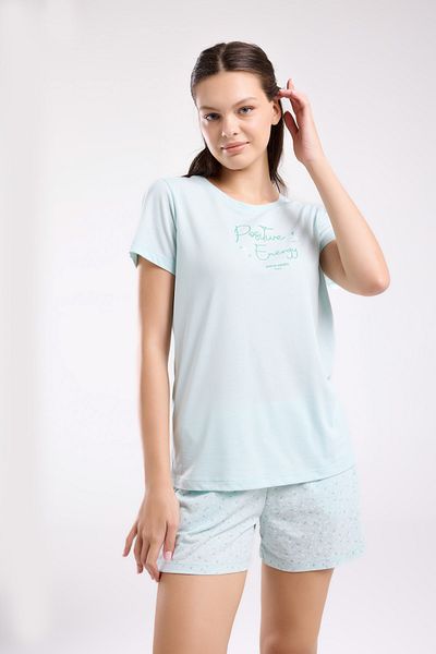 Pierre Cardin Women's Mint Short Sleeve Shorts Home Wear Set Vr.Pc.K89.T88.Y01