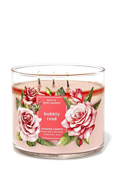 Bath & Body Works شمعة الورد الفوارة ذات الثلاث فتائل