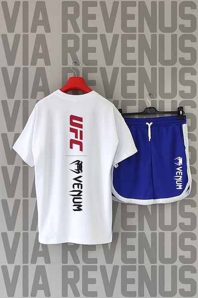 Vordevia Ufc Front Back Printed 100% Cotton Crew Neck Tshirt and Custom Sports Shorts Set