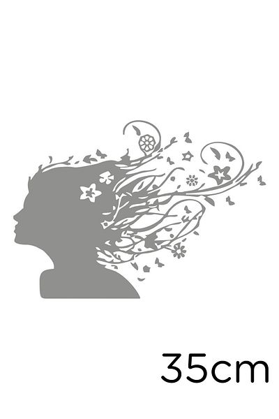 MIGNATIS Butterfly And Flowers Inside Woman's Hair Sticker 35cm - Gray