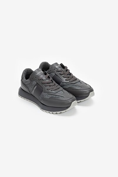 Calvin Klein Gray Men's Leather - Fabric Sneaker Low Top Lace up Wool