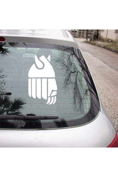 MIGNATIS Autocolant cu bob de cască vikingă cu coarne de 25 cm