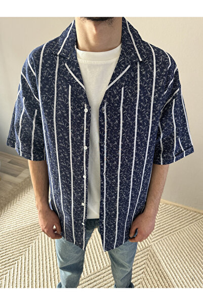 MİRMARONİ Новий сезон Літній короткий рукав смугастий бавовняний льоняний чоловічий сорочка
