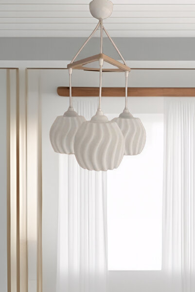 AYDESİA Modern Sarkıt Üçlü Bohem Avize ( 23x27 cm ) Bubble Serisi Salon Mutfak Oturma Odası Cafe Bar