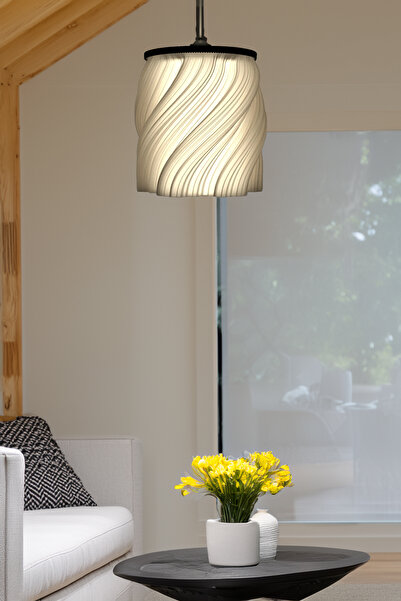 APJ STORE SINCE 2020 Modern Sarkıt Tekli Bohem, Avize, ( 23x27 cm ) Krema Serisi Salon Mutfak Oturma Odası Cafe Bar