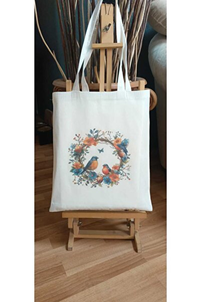 Cemira Çift Kuşlar Tasarım Özel Gün Doğum Günü Hediyelik, Nikah Düğün Nişan Hediyelik Bez Çanta 25 Adet