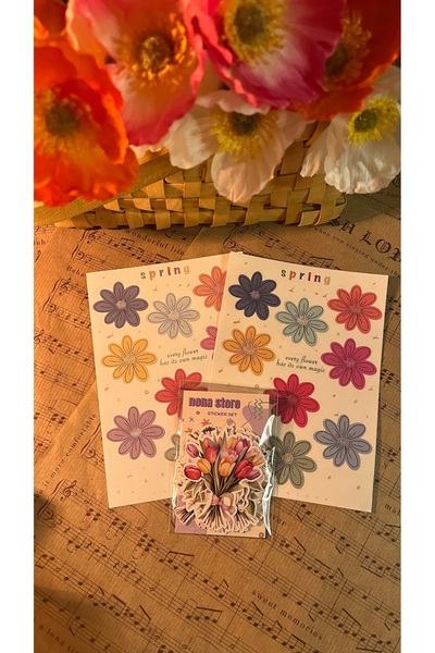 NONA Çiçek Temalı Sticker Seti / Bullet Journal / Scrapbooking