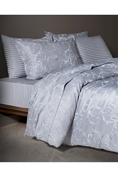 Madame Coco Blaye Jacquard-Satin-Bettbezug-Set in Familiengröße, Grau