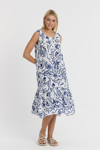 TCT TEKSTİL Women's Dress - Muslin Strap Patterned Dress - 3045