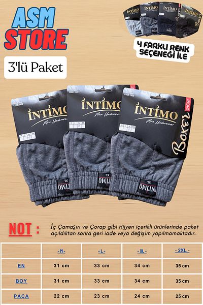 intimo Men's Boxser 3 Pack, Cotton Anti-Sweat, Flexible Construction Ideal for Everyday