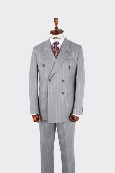 Kadir Büyükkaya Men's Swallow Collar Double Breasted Suit-Kax1276W