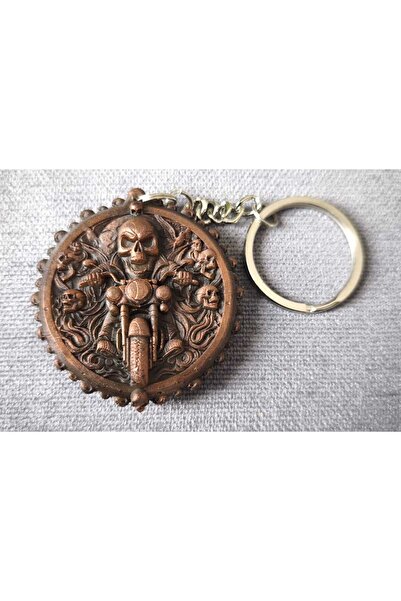 HM GROUP سلسلة مفاتيح HM Skull Biker ثلاثية الأبعاد من سلسلة المقتنيات (سلسلة...