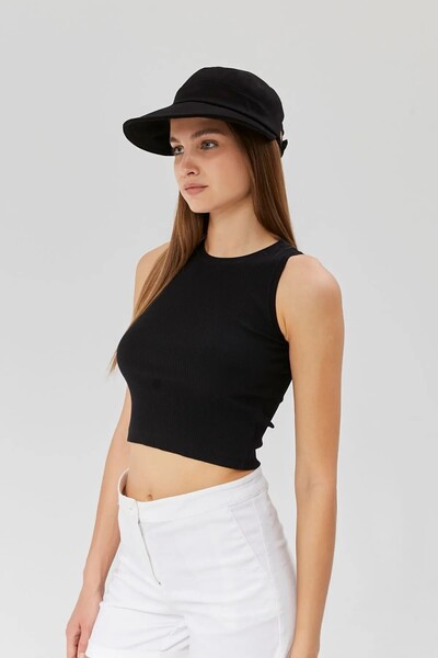 LUXERRA Pălărie de damă bej cu vizor, panglică detaliată