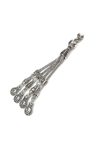 Selderesi 1 Adet Mikron Gümüş Kaplama Dört 4 Dallı Tesbih Püskülü