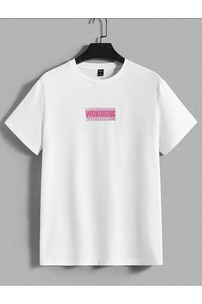 BYMEER Set de tricou alb, roz, cu imprimeu minunat, de jos, de sus