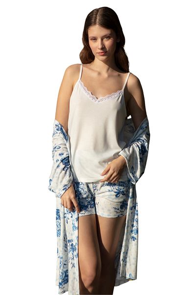 Pierre Cardin Set pijamale pentru femei albe cu pantaloni scurți și îmbrăcăminte de dimineață VR:PC:K89.V71.Y11
