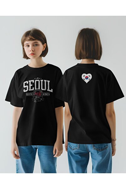 MODA genç yetişkin erkek kadın kore oversize seoul squidgame kalp bayrak bask...