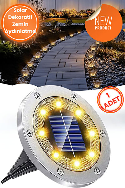 Technojet 1Adet Solar Ultra Parlak SMD 8led Kazıklı Çim Zemin Bahçe Aydınlatm...