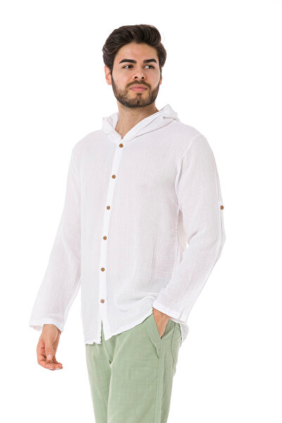 TCT TEKSTİL ЧОЛОВІЧА СОРОЧКА З МУСЛІНОВИМ КАПЮШОНОМ - 4010