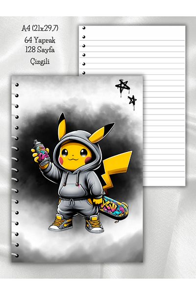 daily notebook Pikachu Striped A4 Teaching Notebook 64 Sheets