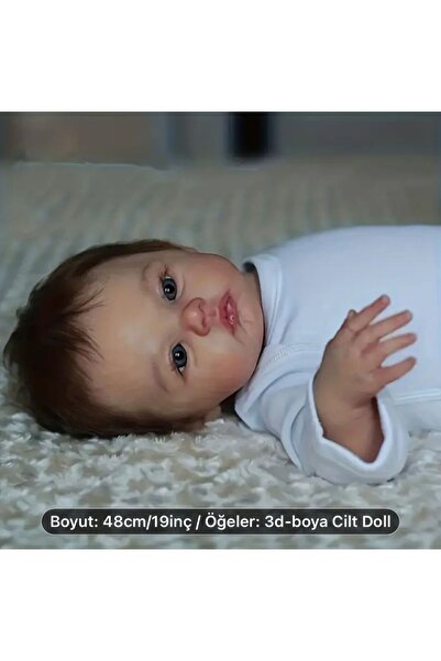 Kayra 48 Cm Silikon Reborn Gerçekçi Bebek Oyuncak Bebek Arabası Hediyeli