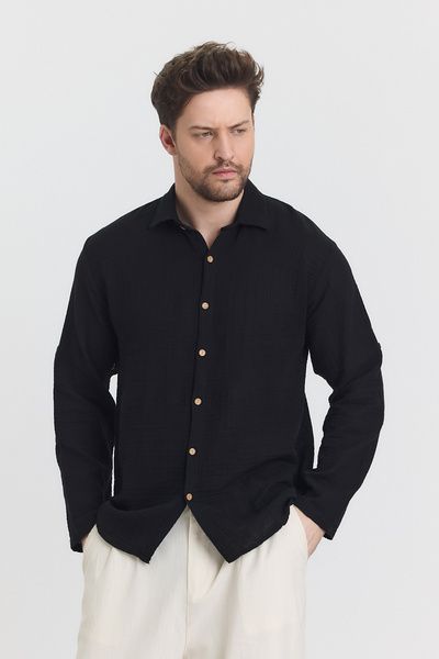 TCT TEKSTİL Muslin Collar Long Sleeve Shirt - 4030