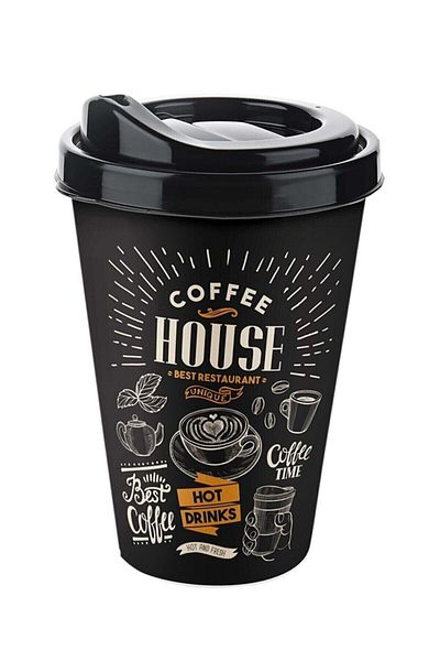 Titiz Brown Coffee House Patterned Coffee Glass 400 ml