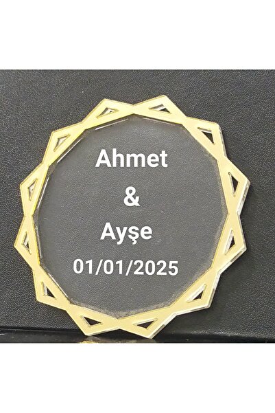 Düğün nikah nişan söz hediyelik şeffaf pleksi magnet 6 cm 10 âdet