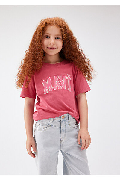 Mavi Rosafarbenes T-Shirt mit Logo-Print, reguläre Passform / normaler Schnit...