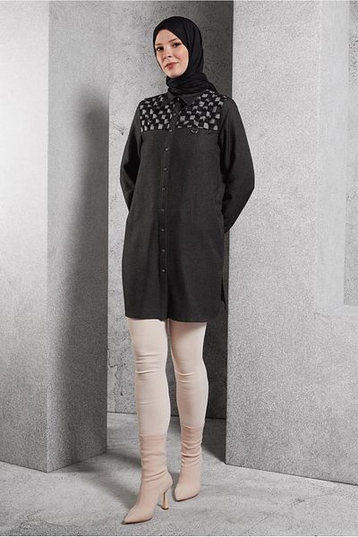 Alvina 45088 Model Square Patterned Tunic