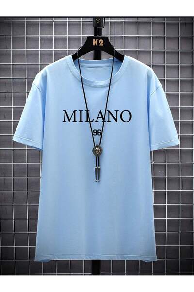 coolart Tricou Milano - Tricou de vară supradimensionat cu imprimeu Baby Blue...