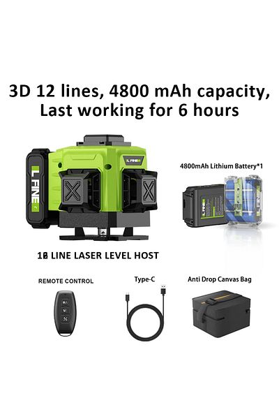 LFINE 12 Lines Big Battery 3d/4d Laser Level 12/16 Lines Horizontal And Vertical With Remote Control
