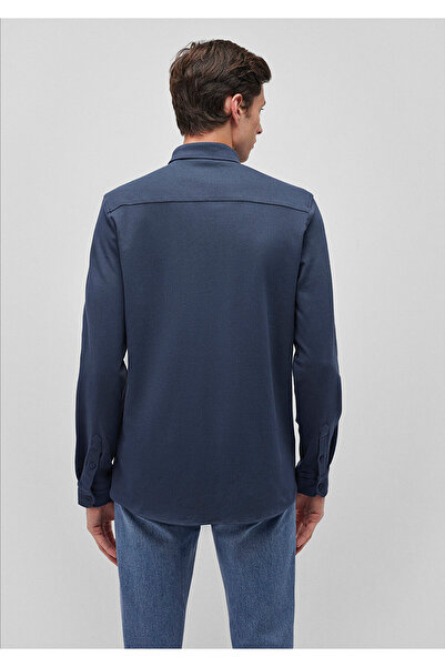 Mavi Lacivert Örme Gömlek Slim Fit / Dar Kesim 0211110-81583
