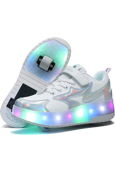 ETG Kids Roller Skates Light up Shoes with Double Wheel Shoes LED USB Charging Roller Sneakers