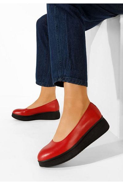 B T Shoes Cantoria red platform shoes
