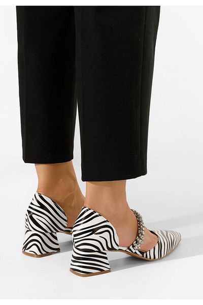 B T Shoes Vivia Zebra Elegant Chunky Heel Shoes