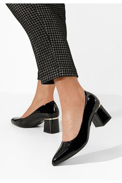 B T Shoes Black Aretha chunky heel shoes