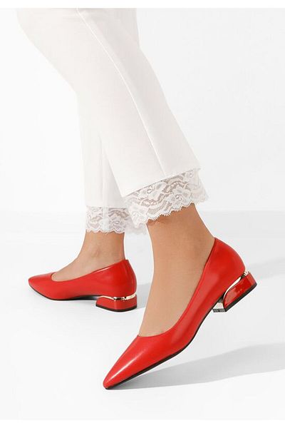 B T Shoes Bertesa V2 Red Low Heel Shoes