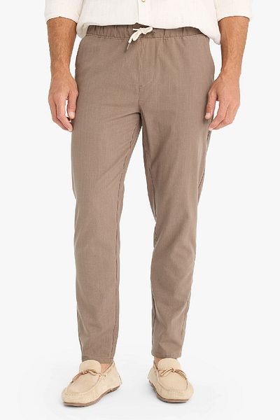 DeFacto 100% Cotton Linen Look Summer Jogger Trousers Narrow Leg Waist Lace up Elastic Pocket Z6475Az25Sp