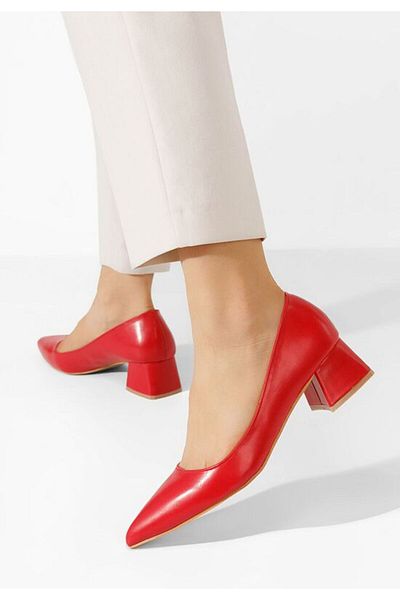 B T Shoes Alleva Red Mid Heel Shoes