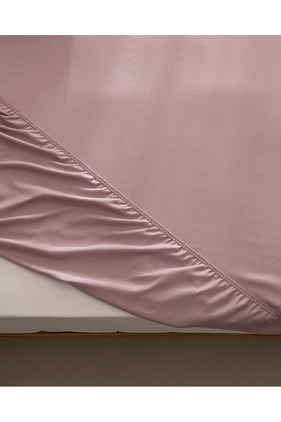 Madame Coco Ciel Single Plus 100% βαμβακερό ελαστικό σατέν σεντόνι - ανοιχτό δαμάσκηνο