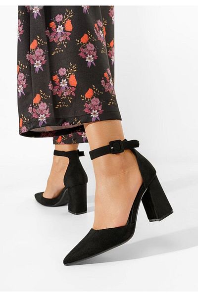 B T Shoes Pantofi Cu Toc Gros Freya Negri