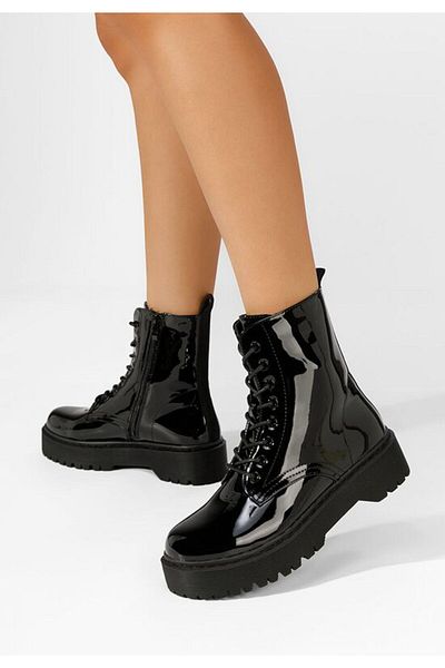B T Shoes Marquetta women's black patent leather boots