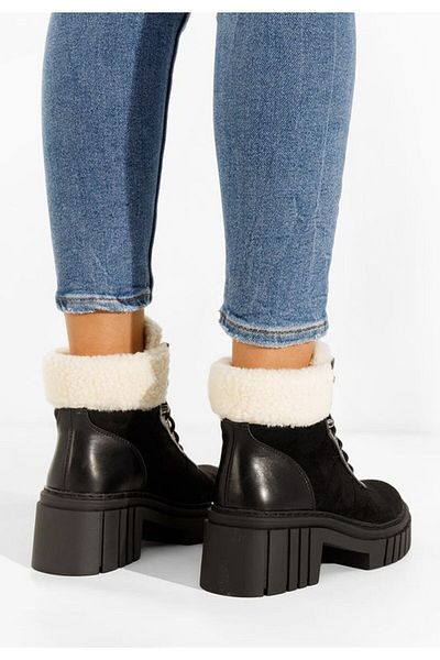 B T Shoes Ghete imblanite dama Laroya negre