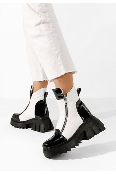 B T Shoes Taleda women's white leather boots