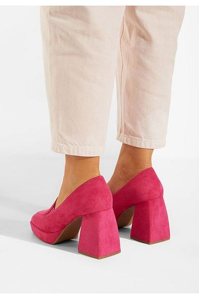 B T Shoes Hoya Pink Chunky Heel Shoes
