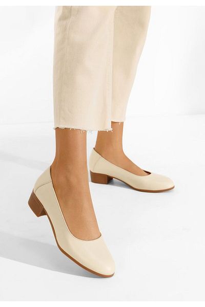 B T Shoes Pantofi dama piele naturala bej Montremy