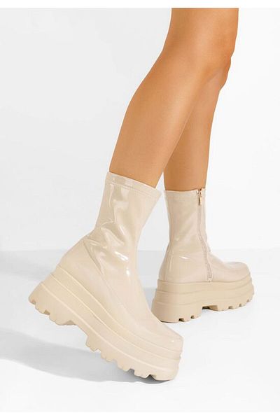 B T Shoes Anndrea V3 beige platform boots